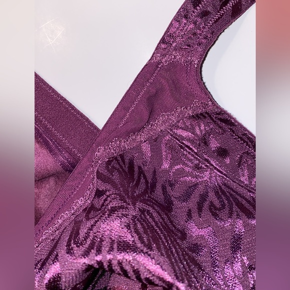 50G Wirefree Lace Purple Bra Mesh Pretty Sturdy 4 Hooks Softly Lined No Padding - Picture 2 of 10